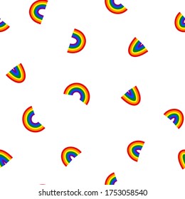 Seamless pattern with rainbow. LGBT icons. Flag LGBT. Vector colorful illustration. Love wins. Logo symbols. Gay pride collection. Design for banner, flyer,  textile, fabric, packing, website.