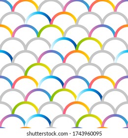 Seamless pattern with rainbow scales ornament on white background 