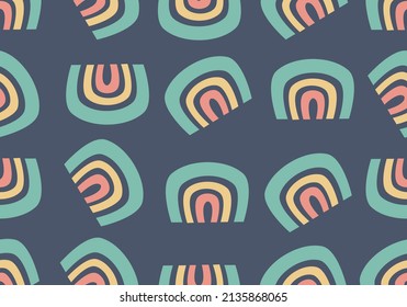 seamless pattern rainbow, sky object, moon, earth. Can use for wallpaper, wrapping paper, home decor and fashion fabrics. Vectors.