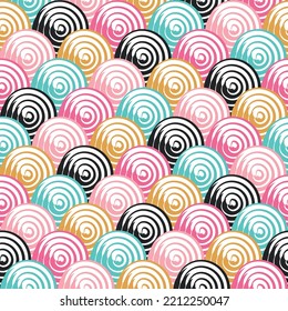Seamless pattern rainbow swirl pastel. Design for scrapbooking, decoration, cards, paper goods, background, wallpaper, wrapping, fabric and all your creative projects. Vector Illustration