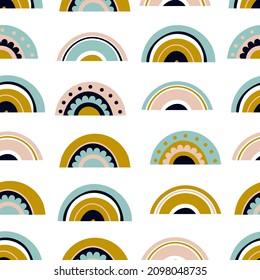 Patrón sin inconvenientes con arcos en estilo boho moderno.Fondo vectorial para el diseño infantil