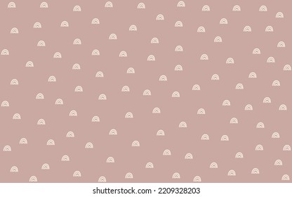 Seamless pattern with rainbows on pink background. Nursery's room wall art. Vector illustration. Design for greeting cards, prints, postcards, fabric