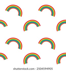 Seamless pattern of rainbows in transparent background. 