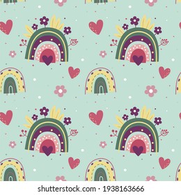 Seamless pattern with rainbows. Vector illustration.