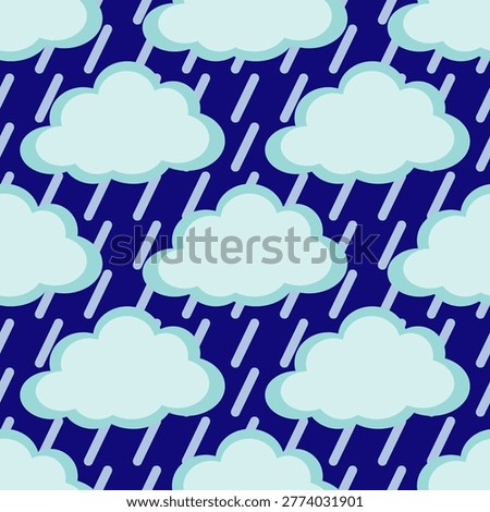 Seamless pattern with raindrop clouds in the sky
