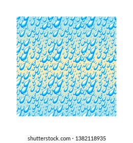 Seamless pattern of raindrops on yellow-blue background