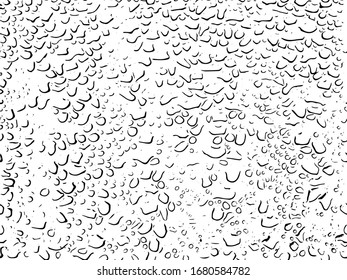 Seamless pattern of Raindrops silhouette on white background. Vector