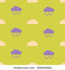Seamless pattern with rainy clouds