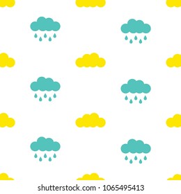 Seamless pattern with rainy clouds