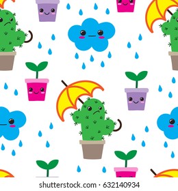 Seamless pattern with rainy day,  vector illustration