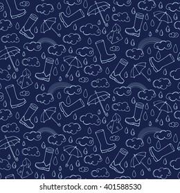 Seamless pattern with rainy weather. Vector illustration