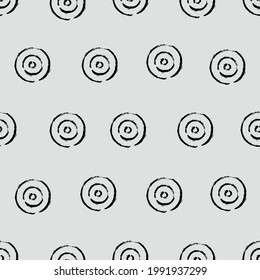 Seamless pattern with raised circles of black color on a light background without unnecessary elements. For printing on fabrics, linen, clothing, paper, for interior design and decor