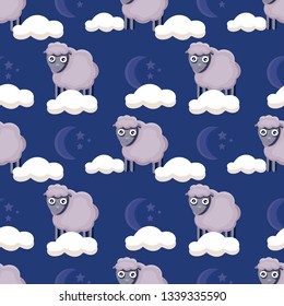 seamless pattern with ram and moon and stars