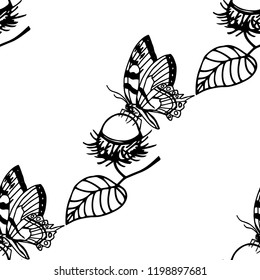 seamless pattern rambutan and butterfly