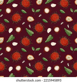 Seamless pattern with rambutans. Design for fabric, textile, wallpaper, packaging.	
