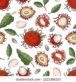 Seamless pattern with rambutans. Design for fabric, textile, wallpaper, packaging.	
