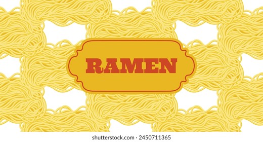 Patrón sin fisuras con fideos ramen. Fondo de pasta, espaguetis. Textura de fideos. Ilustración vectorial.