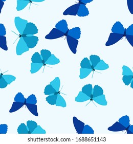 Seamless pattern with random butterflies. Vector illustration.