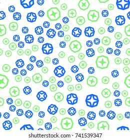 Seamless pattern with random, chaotic, scattered abstract elements. Bright colors background. Vector templates for flyer, card, brochure, cover, textile etc.