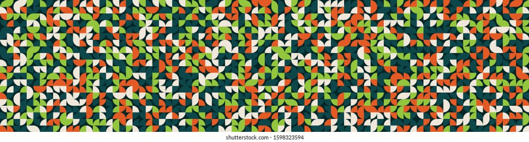 Seamless pattern with random colored quarter circles Generative Art background illustration