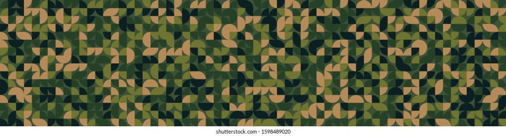 Seamless pattern with random colored quarter circles Generative Art background illustration