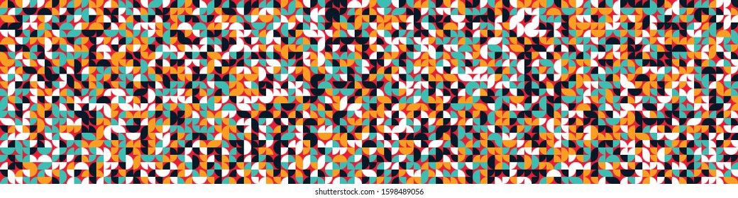 Seamless pattern with random colored quarter circles Generative Art background illustration