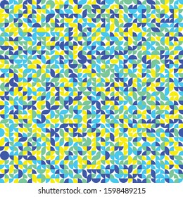 Seamless pattern with random colored quarter circles Generative Art background illustration