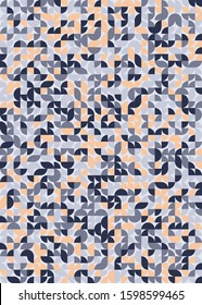 Seamless pattern with random colored quarter circles Generative Art background illustration