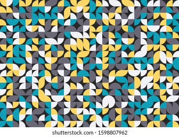 Seamless pattern with random colored quarter circles Generative Art background illustration
