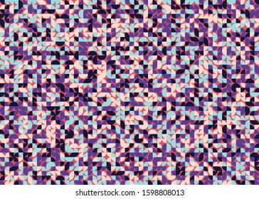 Seamless pattern with random colored quarter circles Generative Art background illustration