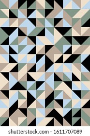 Seamless pattern with random colored quarter circles Generative Art background illustration