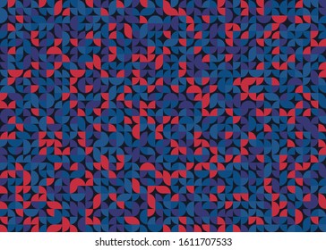 Seamless pattern with random colored quarter circles Generative Art background illustration