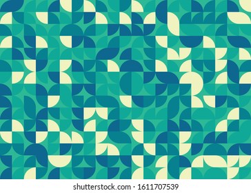 Seamless pattern with random colored quarter circles Generative Art background illustration