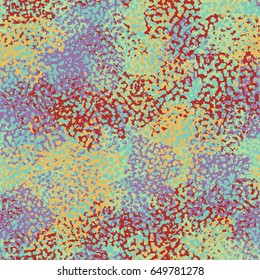 Seamless pattern. Random colored spots. Brutal camouflage. Brown, purple, green, blue.