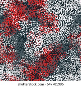 Seamless pattern. Random colored spots. Brutal camouflage. White-gray-blue-red.