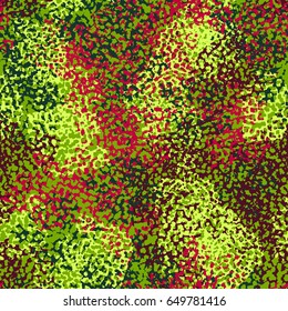 Seamless pattern. Random colored spots. Brutal camouflage. Green, red-brown.