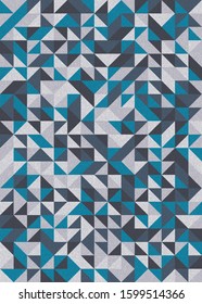 Seamless pattern with random colored triangles Generative Art background illustration