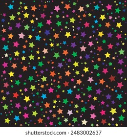seamless pattern with random colorful stars