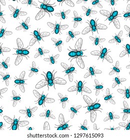 Seamless pattern of the random fly insects