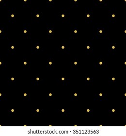 Seamless pattern of random golden dots on black background. Elegant pattern for background, textile, paper packaging and other design. Vector illustration.