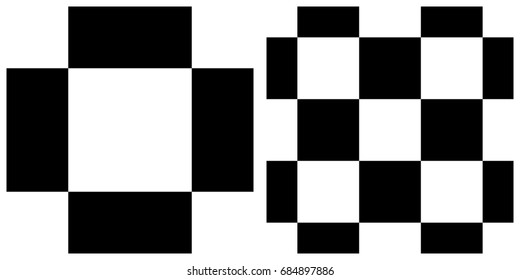 Seamless pattern of random line, rectangular. Single pattern is shown in the left. The example of assembly seamless is shown in the right.  
