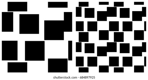 Seamless pattern of random line, rectangular. Single pattern is shown in the left. The example of assembly seamless is shown in the right.  
