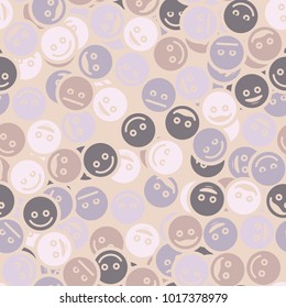 A seamless pattern of randomly arranged multi-colored emoticons.