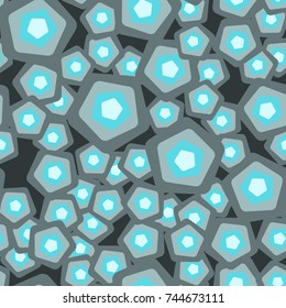 A seamless pattern of randomly arranged rounded pentagons.