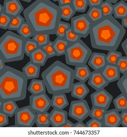 A seamless pattern of randomly arranged rounded pentagons.