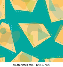 Seamless pattern with randomly located abstract structures on a green background. Vector illustration