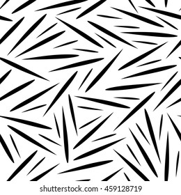 Seamless pattern of randomly located lines-vector illustration. Monochrome ornament pointed sticks.