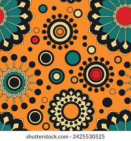 Seamless pattern with randomly placed round decorative elements. Vector illustration