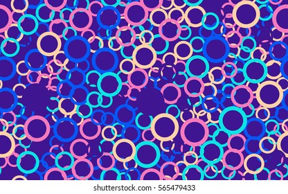 Seamless pattern of randomly positioned rings. Chaotic spread. Fashion camouflage.