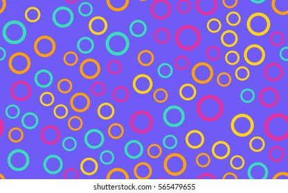 Seamless pattern of randomly positioned rings. Chaotic spread. Fashion camouflage